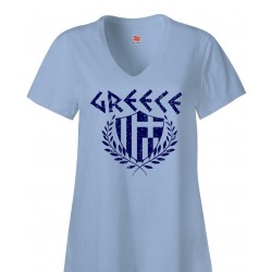 GREECE Greek Flag - Ladie's Greek Style T-Shirt - Blue